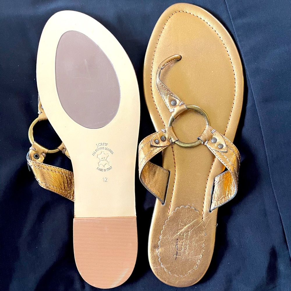 J Crew flat thing sandals. Metallic bronze golden